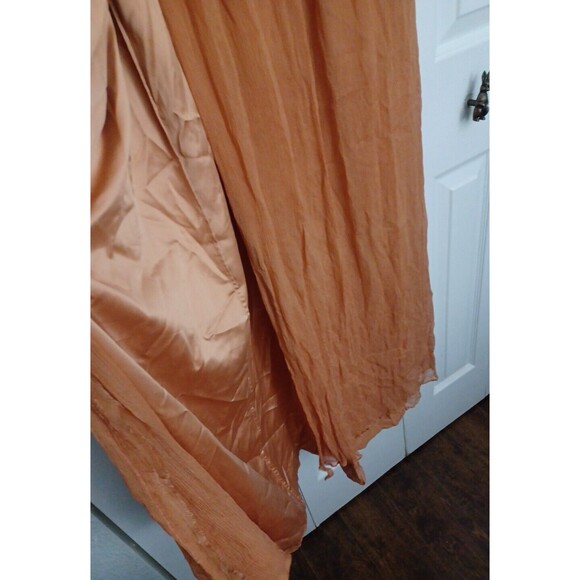 CRIS BARROS Long ORANGE  dress with SILK lining Beads antique inserts Size 38 - Picture 7 of 16